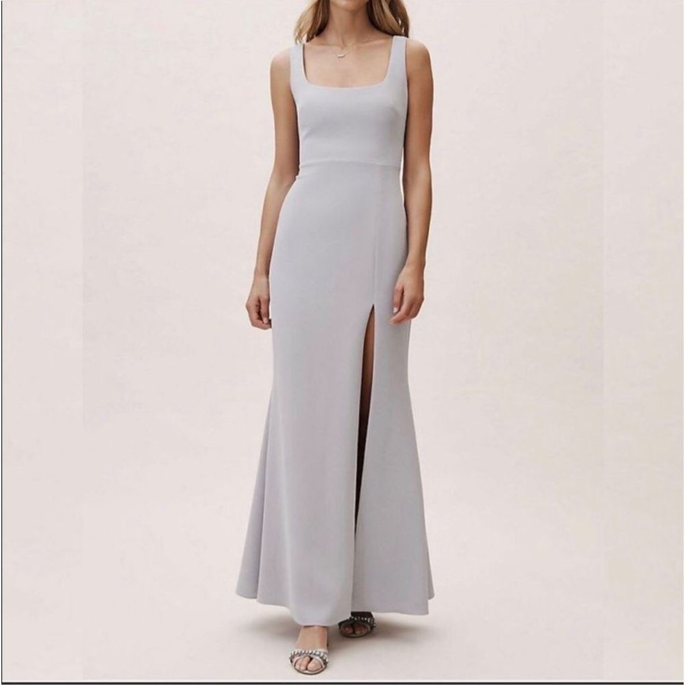 BHLDN Sleeveless Square-Neck Maxi Dress in Light Gray
